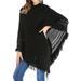 YouLoveIt Women Poncho Sweater Long Knitted Pullover Tassel Poncho Cape Sweater Hooded Tassel Oversized Cardigan Sweater Pullover Cardian Wrap Topper for All Seasons