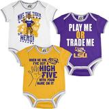 Russell NCAA LSU Tigers, Baby 3 Piece Short Sleeve Bodysuit Set