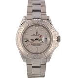 Pre-Owned Mens Stainless Steel Yachtmaster Platinum Dial, Rotating Bezel, Stainless Steel Oyster Band, 40mm