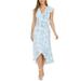 Calvin Klein Belted Plaid Dress with Ruffle Collar Chambray/White Multi 10