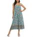 Avamo Summer Boho Sleeveless Tunic Dress Floral Printed Stitching Cami Swing Skating Dress Above Ankle Length Long Maxi Dress