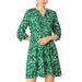 Allegra K Women's Floral V Neck Cinched Waist Long Sleeves Casual Dress