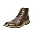 Bruno Marc Men's Leather Lined Zipper Boots Fashion Motorcycle Boots Shoes for Men Derby Oxfords Ankle Boots Bergen-03 Dark/Brown Size 9