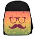 Shades and Mustache on Tricolor Geometric Print 13" x 10" Black Preschool Toddler Children's Backpack & Pencil Case Set