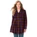 Woman Within Women's Plus Size Pintucked Flannel Shirt