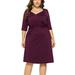 Topcobe Plus Size Dress for Women, Casual V-Neckline Midi Bridesmaid Dress, Purple, L-4XL