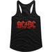 AC/DC Hard Rock Band Music Group Red Distressed Logo Womens Tank Top Tee