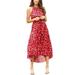 UKAP Bohemian Halter Long Dress Elegant Belted Floral Print Beach Swing Dress Sexy Backless Party Beach Long Maxi Dress