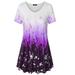 Jocestyle Summer Gradient Women Long T-Shirt Ruffle O-Neck Tops Dress (Purple 4XL)