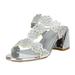 DREAM PAIRS Women's Fashion Chunky Block Heel Sandals Open Toe Slip On Casual Heel Slipper Shoes DUCHESS_02 SILVER Size 8.5