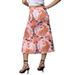 Puloru Women's heart-shaped print bohemian midi skirt high waist A-line fashion