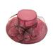 Yesbay Organza Wide Brim Church Kentucky Derby Fascinator Lady Tea Party Sun Hat Wine Red