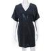 Apricot Womens Sequined Belted V-Neck Short Sleeve Dress Navy Blue Size XS