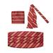 Jacob Alexander Woven Double Stripe Men's Cummerbund Self-Tie Bow Tie and Pocket Square Set - Burgundy Gold