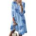 Women Boho Floral Swing Dress Casual Oversized Midi Dress Round Neck Tunic Shirts Dress Fall Work Vintage T-shirt Dresses