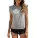 Niuer Women Jersey Tank Top Padded Shoulder Sleeveless Active Sportswear Sports Vest Blouse Gray M(US 8-10)