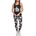 Juniors Women Mickey Mouse Tank Top Smiles & AOP Mickey Faces Leggings Black