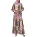 ZANZEA Womens Muslim Dress O-Neck Floral Printed Abaya Kaftan Dress