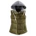 Women Vest Female Warm Sleeveless Jacket Cotton Solid Hooded Vest for Outerwear