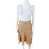 Pre-ownedCalvin Klein Womens High Rise Striped Knee Length Skirt Light Brown Size 14