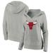 Chicago Bulls Fanatics Branded Women's Primary Logo V-Neck Pullover Hoodie - Heathered Gray