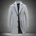 Puloru Men's Casual Woolen Mid-Length Jacket Coat, Business Style Jacket Trench Topcoats