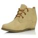 Women's Lace Up Oxford Wedge Booties Boot Ankle Fashion Round Toe Boots for Women Beige,pu,7.5, Shoelace Style Tan