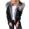 Stylish Parka Retro Plush Collar Denim Jackets Fashion Fleece Lined Warm Mid-Length Ripped Coat Women New