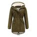 Ladies Classic Windproof Trench Coat Hood with Fleece Winter Military Parka Anorak Overwear Womens Outwear Coat Puffer Jacket with Pockets