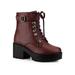 Allegra K Women's Chunky Heel Platform Ankle Combat Boots