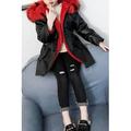 Kids Girls Breathable Solid Color Pu Leather Jacket
