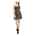 AIDAN MATTOX Womens Black Sequined Sleeveless Strapless Micro Mini A-Line Party Dress Size 6
