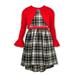 Bonnie Jean Girls' Plaid Dress with Shrug Cardigan (Big Girls)