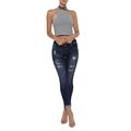 Kancan Women's Distressed Cropped Dark Skinny Denim Jeans KC6050R Size 7