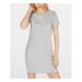 MICHAEL KORS Womens Gray Embellished Short Sleeve Short Sheath Dress Size PL