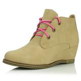 Women's Lace Up Oxford Wedge Booties Boot Ankle Autumn Winter Martin Boots Short High Heel Shoes Fashion Round Toe for Women Beige,pu,10, Shoelace Style Pink