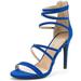 Dream Pairs Womens Heeled Strappy Sandals Dress Shoes Open Toe Ankle Back Zipper Sandals Show Royal/Blue Size 9