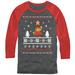 Men's Nintendo Ugly Christmas Mario Jump Star Baseball Tee Arctic Gray/rust Red