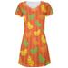 Citrus Lemon Lime Summer Orange All Over Juniors V-Neck Dress