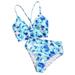 Colisha Plus Size Ladies Women High Waist Bikini Set Juniors Swimsuit Sexy Swimwear V-Neck Beachwear Bandeau Swimming Costumes Two Piece Bathing Suit Push Up Padded Tops with Bottoms Backless