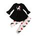 Valentine's Day Toddler Girl Clothes 2Pcs Newborn Kids Baby Girl Floral T-shirt Dress Tops+ Dinosaurs Pants Outfits