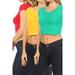 Women's Casual Stretch Solid Short Sleeve Scoop Neck Basic Cropped Top S-3XL (Pack of 3) Green-Yellow-Red M