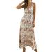 Sexy Dance Women Floral Dress Spaghetti Strap Sling Long Dress Casual Summer Loose Bohemian Maxi Sundress