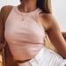 Women's Basic Crew Neck Cropped Tank Top Vest Casual Solid Rib-Knit Sleeveless Racerback Crop Cami Tank Tops