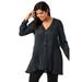 Roaman's Women's Plus Size Y-Neck Swing Tunic Long Shirt Blouse