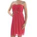 ADRIANNA PAPELL Womens Coral Embellished Long Sleeve Strapless Above The Knee Party Dress Size 8