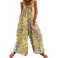 Avamo Ladies Wide Leg Pants Vintage Butterfly Printed Bandage Jumpsuit Loose Baggy Sleeveless Overall Harem Pants Trousers
