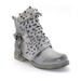 Women Studded Goth Zip Combat Ankle Boots Hollow Carved Tube Buckle Martin Boots