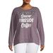 Holiday Time Women's Plus Size Holiday Long Sleeve T-Shirt