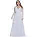 Ever-Pretty Womens Plus Size V-Neck Empire Waist Chiffon Long Bridesmaid Prom Gown 8692B White US22